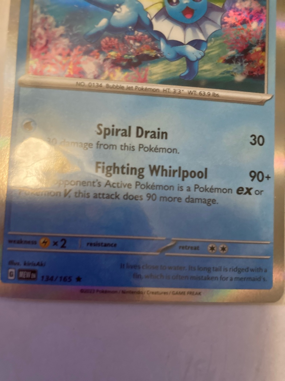 Pokemon Vaporeon Holographic Trading Card - Blue - Picture 6 of 12